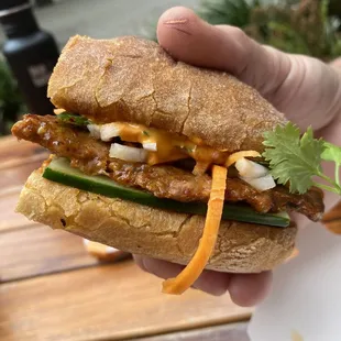 This is the pork sandwich on gluten-free bread