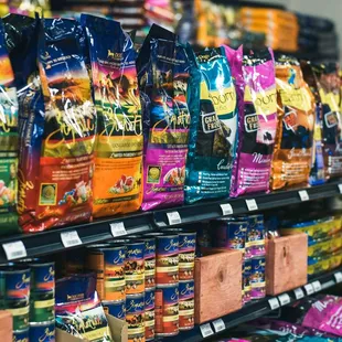 Pet foods, supplements, and accessories that are human-grade quality, careful of the environment, and made in the USA.