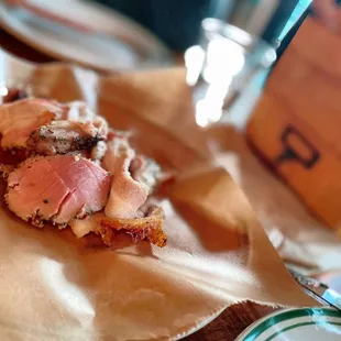 Closer texture look at the Porchetta.