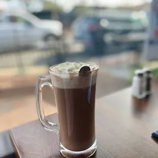 a cup of coffee on a table