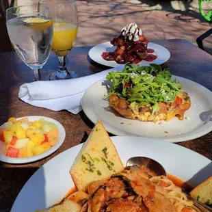 Angry pasta, sausage frittata, french toast