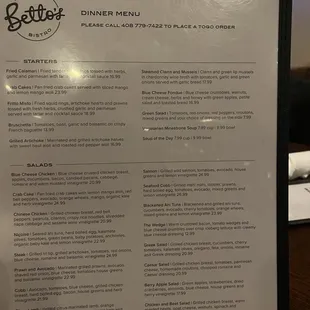 menu