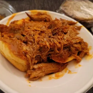 Pulled Pork Open Face (pickles withheld)