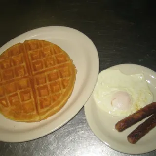 One Egg, 2 Bacon or 2 Sausage Links One Pancake