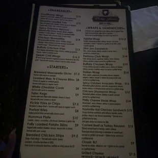 menu