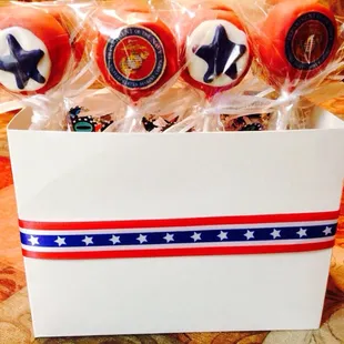 Marine corps and USA flag vanilla and red velvet cake pops!