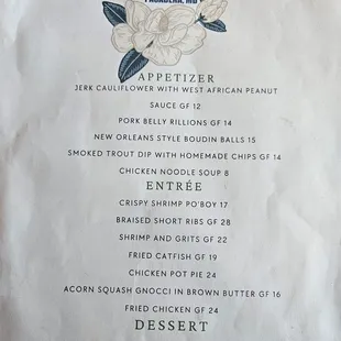 menu