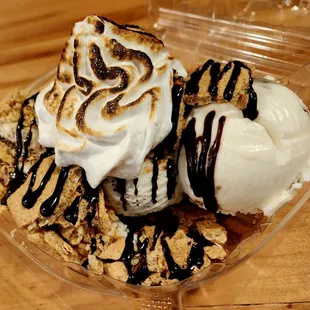 Smores Sunday with Santa's cookies and milk, smores, buttered pecan