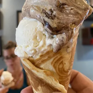 S'More &amp; Marshmallow in a waffle cone!