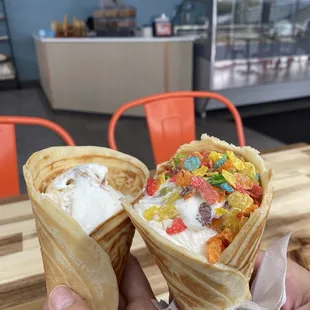Gooey butter cake in a waffle cone