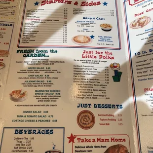 a menu for a restaurant