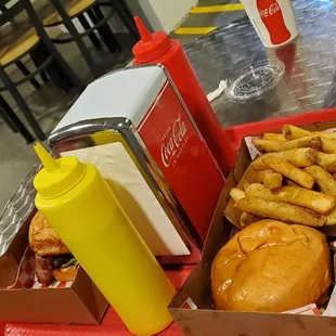 Two cheeseburgers and an order of small French fries