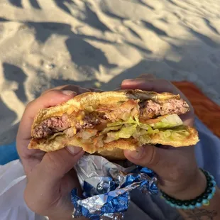 Double bacon deluxe burger with cheese