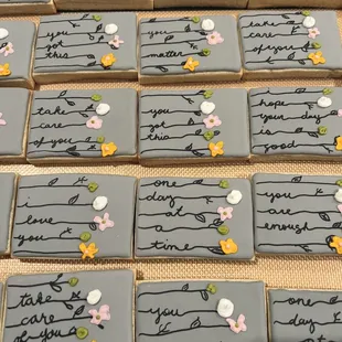 a table of decorated cookies