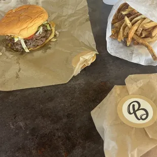 Yummy Cheeseburgers and fries!