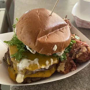 Burger with bacon bombs