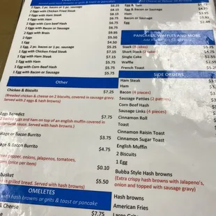 the menu for betty&apos;s cafe