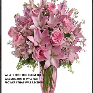 2 of 2 - flowers that was ordered to their web site, BIG DIFFERENCE !!!