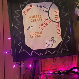 Menu board.