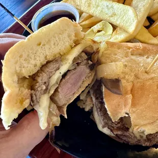 a sandwich and fries