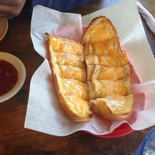 Garlic bread with cheese. Delicious!