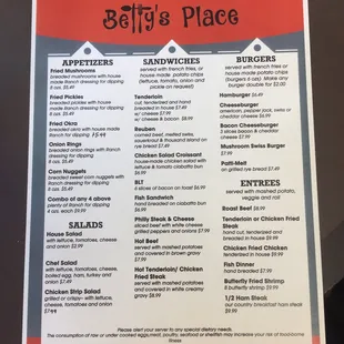 menu