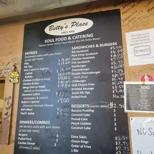 menu as of October 2023