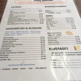 menu