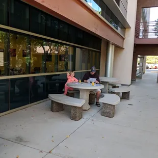 The outdoor seating is nice &amp; shady, but dirty &amp; noisy when the gardeners are around.