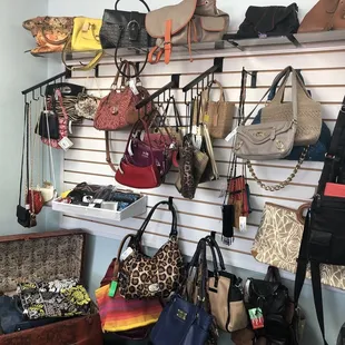 Good selection of handbags from vintage to Vera Bradley.
