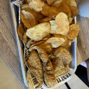 a basket of potato chips