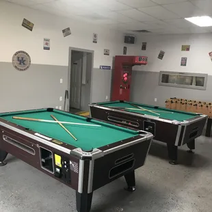 Two pool tables