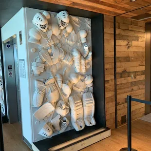 Cool goalie wall before net.