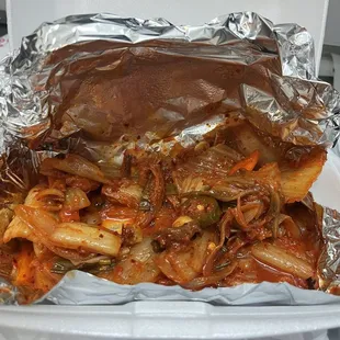 Pork belly with kimchi. Poor portion.