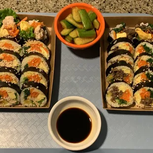 Highly recommend the KimBap!!! I ordered the Tuna on the left and Beef Bulgogi on the right.