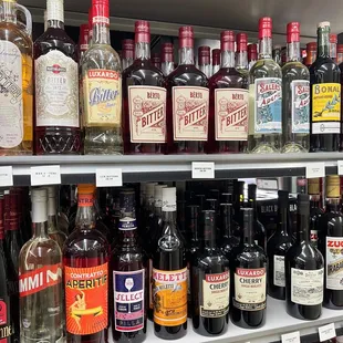 bottles of alcohol on a shelf