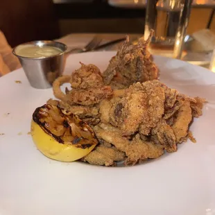 Fried Calamari,shrimp,fennel,artichokes, parsley aioli, charred lemon