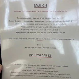 Brunch menu