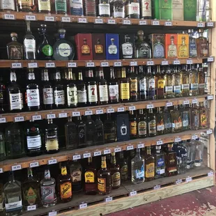 shelves full of alcohol and liquor