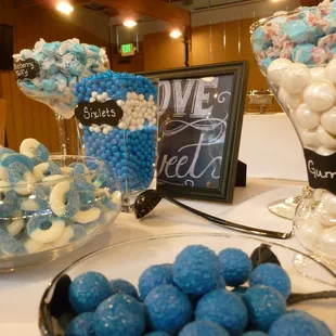 Candy station setup by Beverlee&apos;s