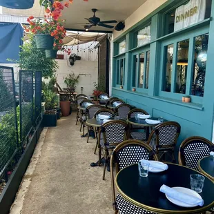 tables and chairs outside