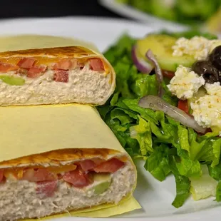 TUNE AVOCADO PRESS WRAP WITH YOUR CHOICE OF SIDE SALAD OR FRENCH FRIES