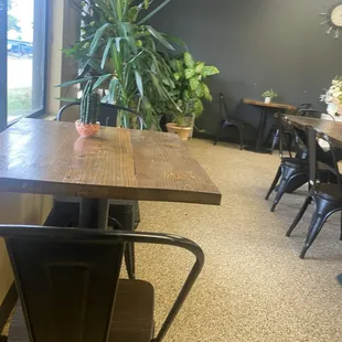 tables and chairs in a restaurant