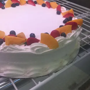 Tres leches with fresh fruit topping