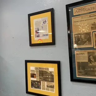 a wall of newspapers