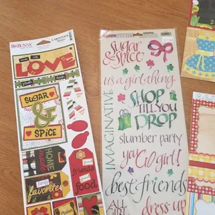 Teri Martin Scrapbook stickers &amp; Bo-bunny cardstock stickers. Creative ways to enhance your Recipe Journal.