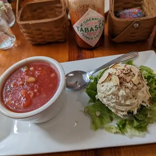 Gazpacho and chicken salad (stuffed avocado)