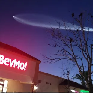 BevMo got free advertising from my youtube video and these pics. This is SpaceX rocket launch from Vandenberg SFB last night