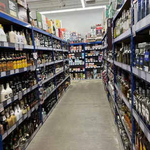 an aisle in a grocery store