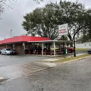 Outside with drive-thru